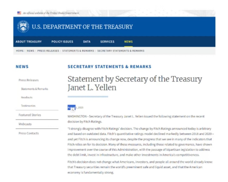 国际巨头出手 美国信用评级突遭下调 财长耶伦赶忙“灭火”：强烈反对 你信息过时了