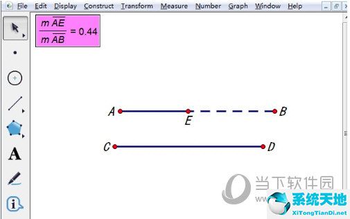 几何画板绘制直线上两点的中点(几何画板怎么计算线段的比值)