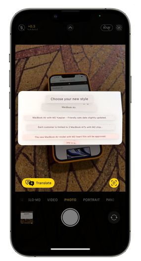 ios16相机实时翻译功能使用方法